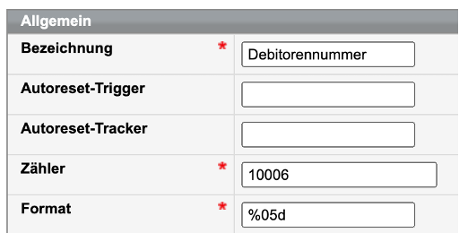 Eingabeformular allgemeine DATEV-Exportdaten