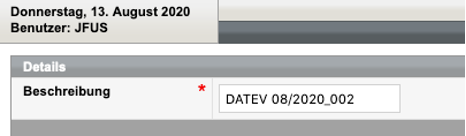 Formular der Exportlaufdetails