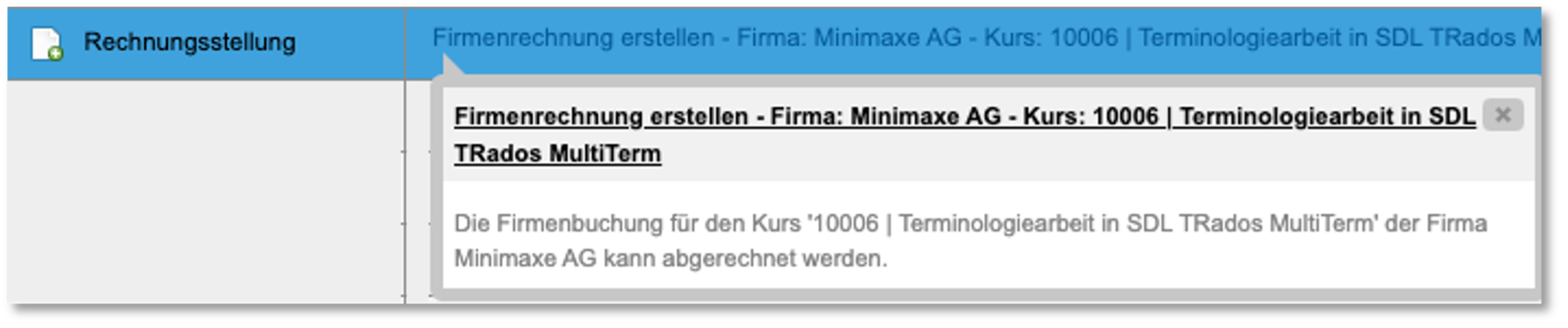 Inbox-Aufgabe: Firmen- oder Teilnehmerrechnung erstellen