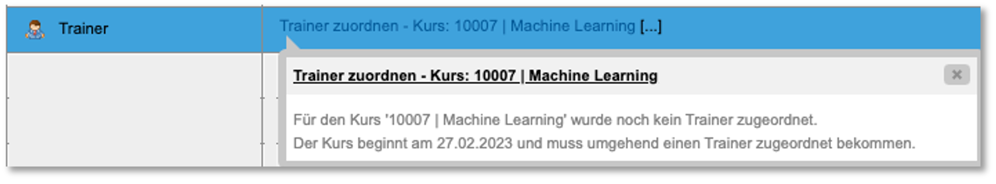 Inbox-Aufgabe: Trainer zuordnen