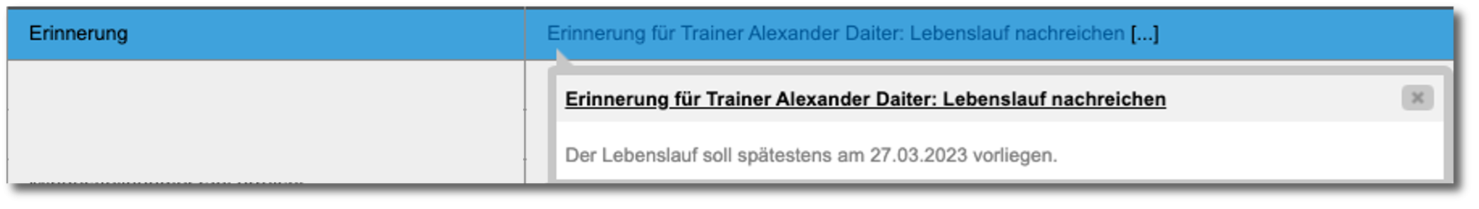 Inbox-Benachrichtigung: Erinnerung