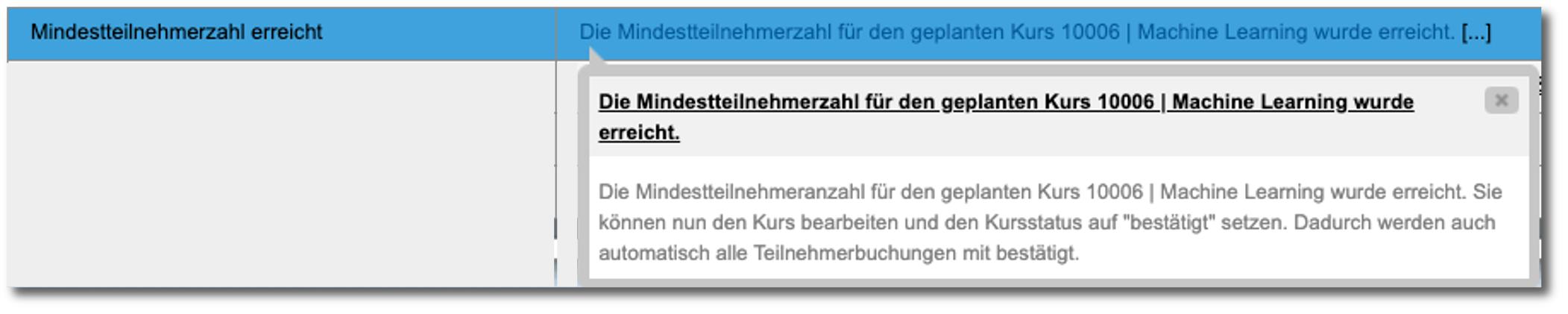 Inbox-Benachrichtigung: Teilnehmeranzahl wurde erreicht