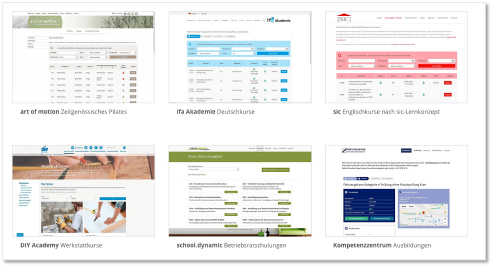 Individualisierte Kurskalender - Kundenbeispiele