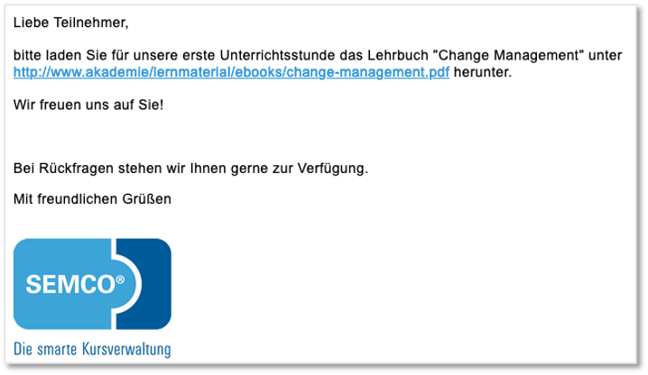 Information für Kursteilnehmer