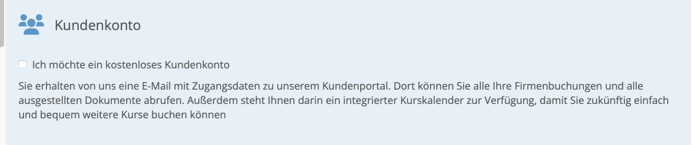 Kostenloses Kundenkonto