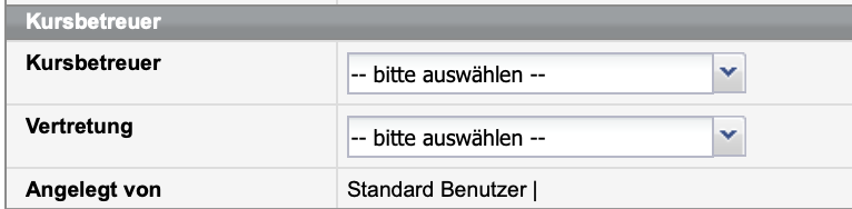 Kursformular Abschnitt Kursbetreuer