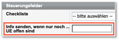 Kursformular für Kontingentkurse – Automatische Erinnerung vor Kursende