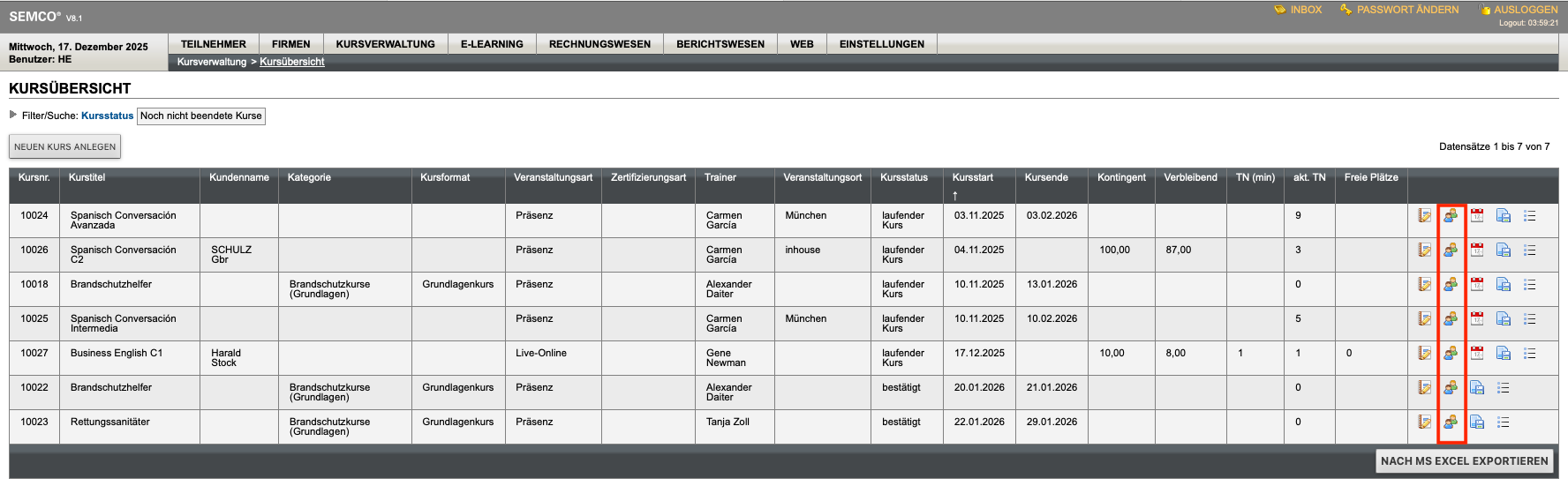 Teilnehmer-Icon in der Kursübersicht