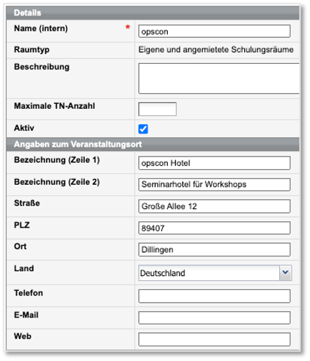 Neuen Veranstaltungsort anlegen