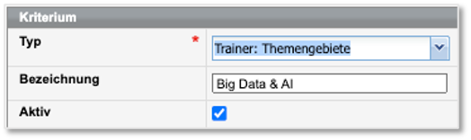 Neues Trainerkriterium anlegen