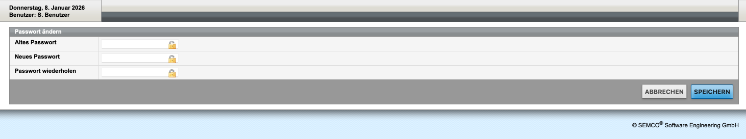 Eingabemaske zur Passwortänderung