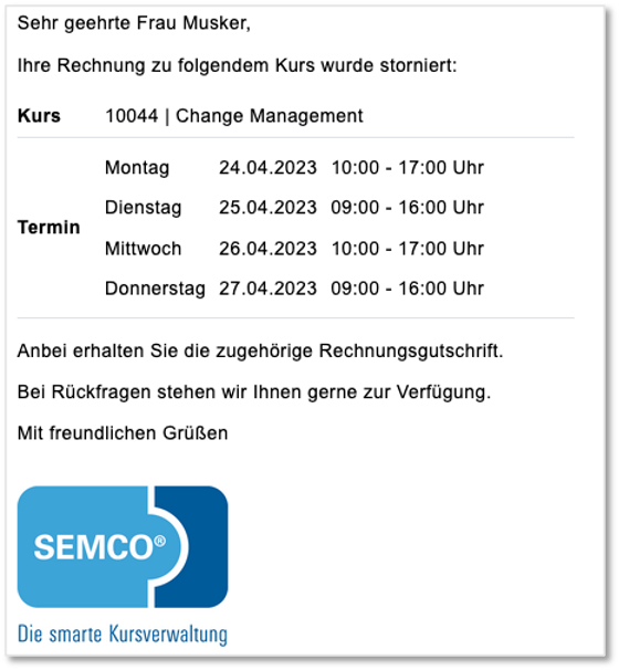 Rechnungsstorno bei Firmenbuchung