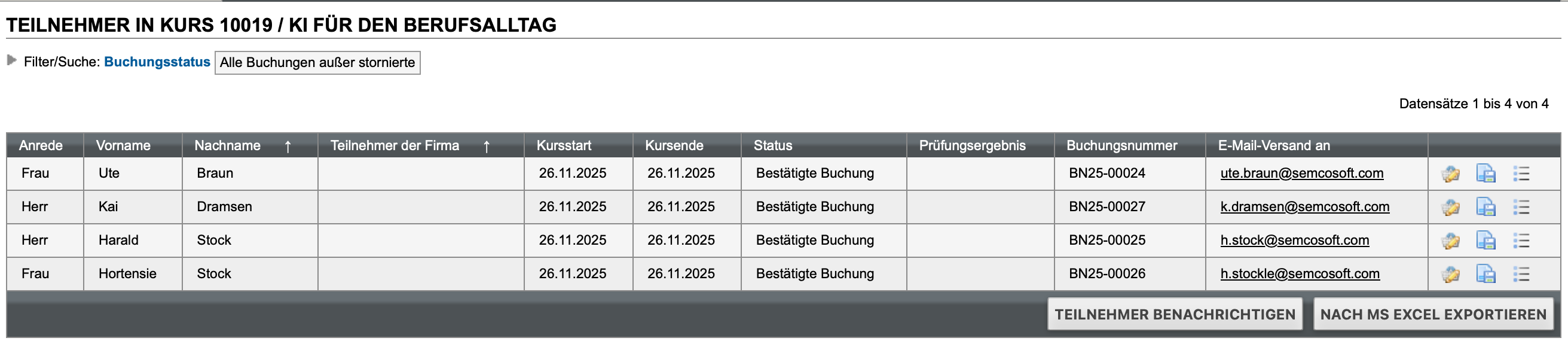 Teilnehmer eines Kurses