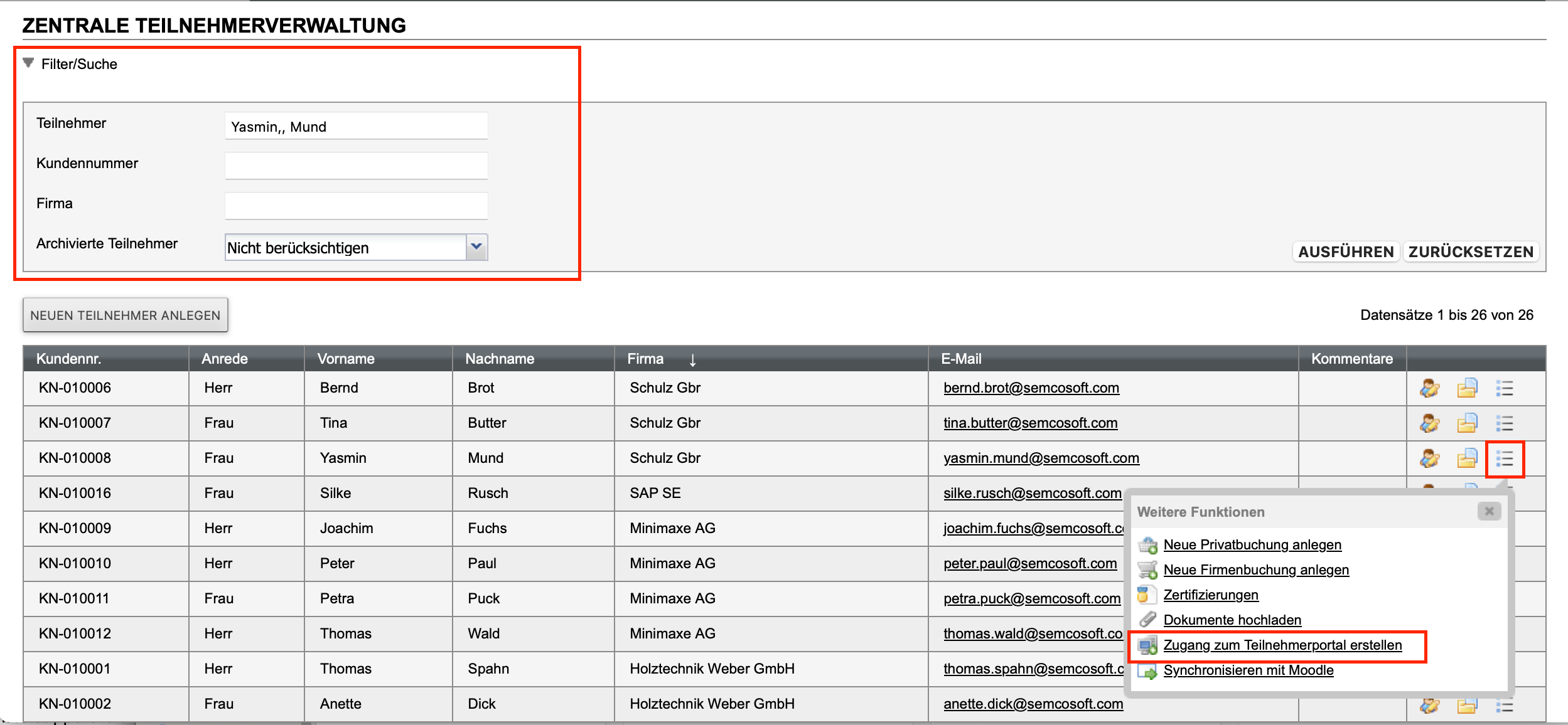 Zentrale Teilnehmerverwaltung