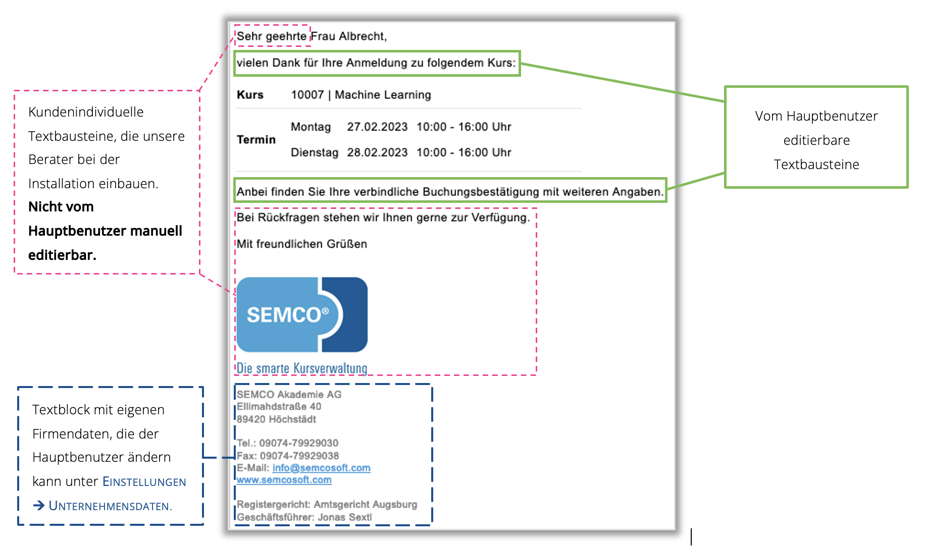 Beschreibung Textbausteine in E-Mails