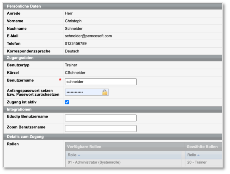 Trainer-Zugang erstellen