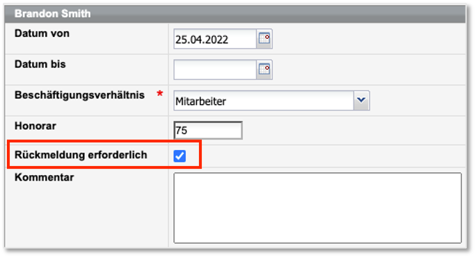 Trainerstammdaten bei einem Trainer