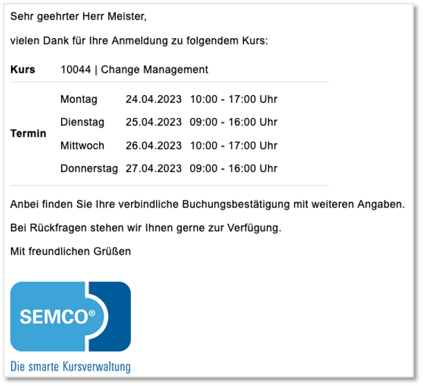 Verbindliche Anmeldebestätigung