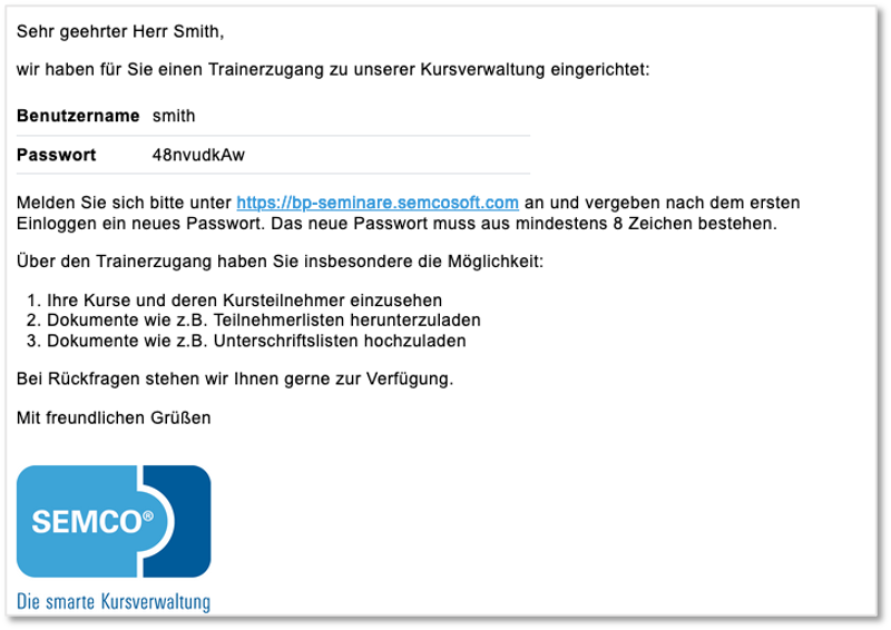Zugang erstellt (Trainer)