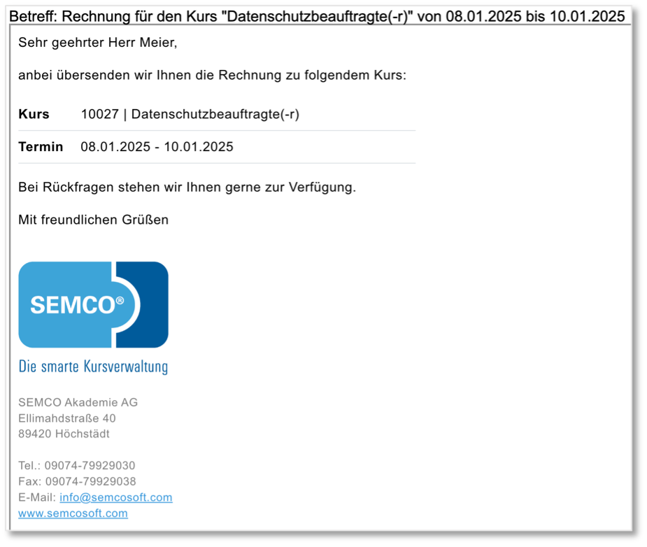 E-Mail mit Rechnung
