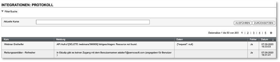Schnittstellen-Protokoll für edudip-API-Aufrufe