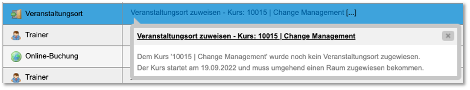 Inbox-Aufgabe: Veranstaltungsort zuweisen