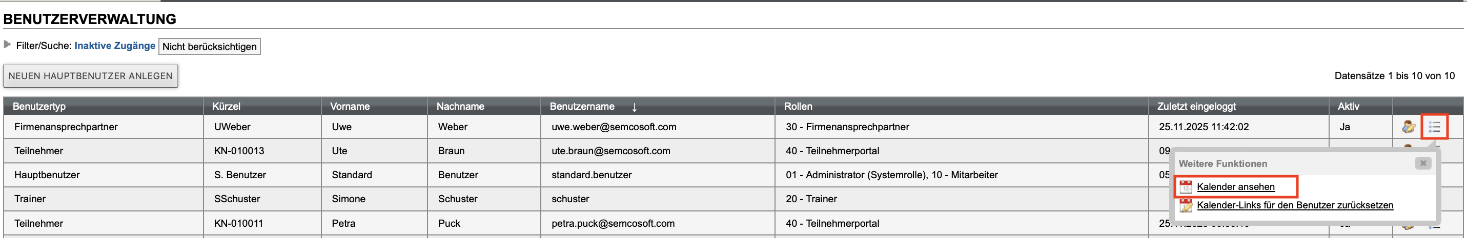 Kalender anderer Benutzer ansehen