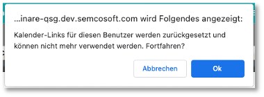 Dialogfenster beim Zurücksetzen des Kalenders