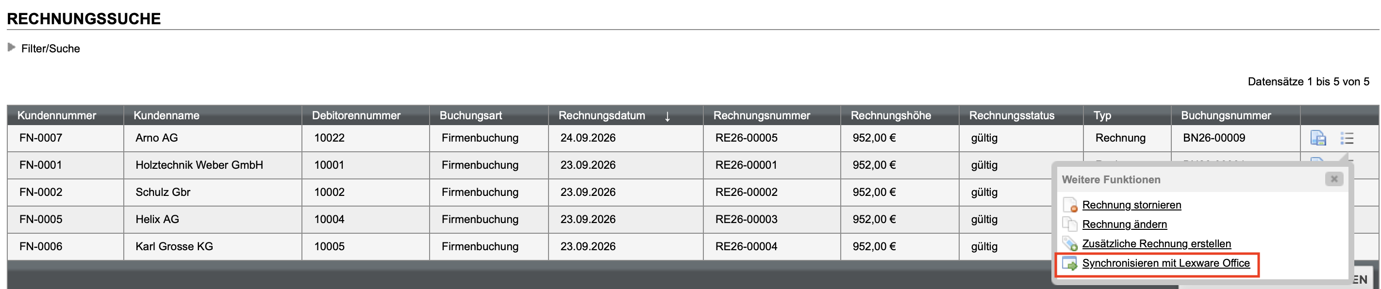 Rechnung in SEMCO manuell synchronisieren