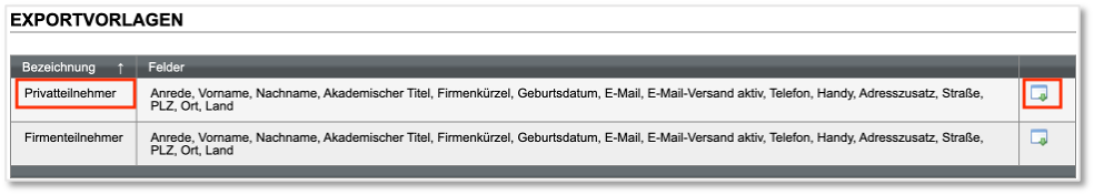 Auswahl der Privatteilnehmer-Vorlage
