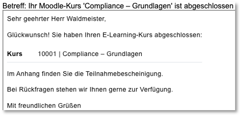 E-Mail: Ihr Kurs ist abgeschlossen