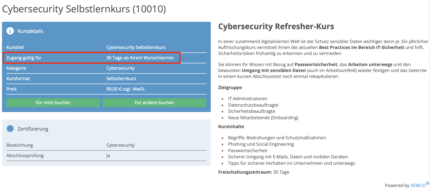 Buchbarer Selbstlernkurs online
