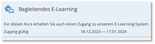 Information über begleitendes E-Learning im Online-Buchungsformular