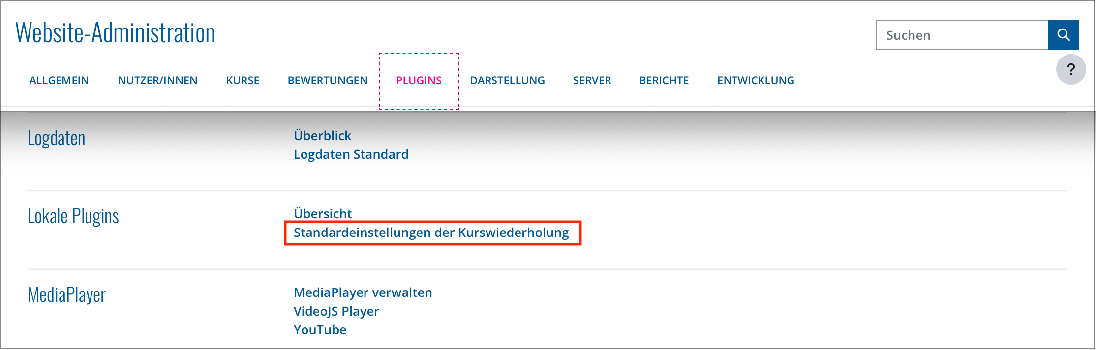 Plugin für die Kurswiederholung
