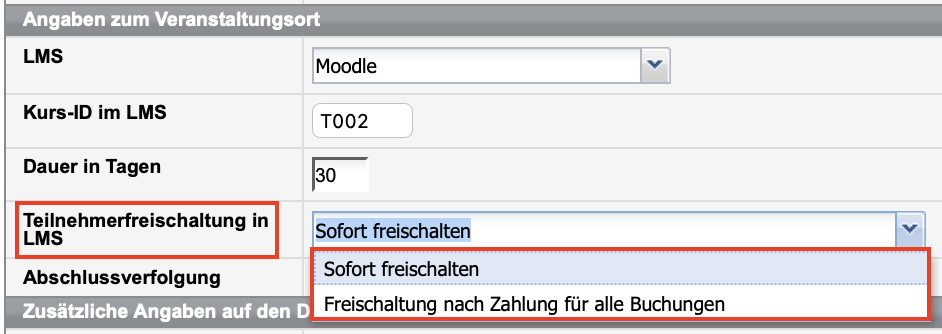Freischaltungsoptionen beim firmenexklusiven Kontingentkurs