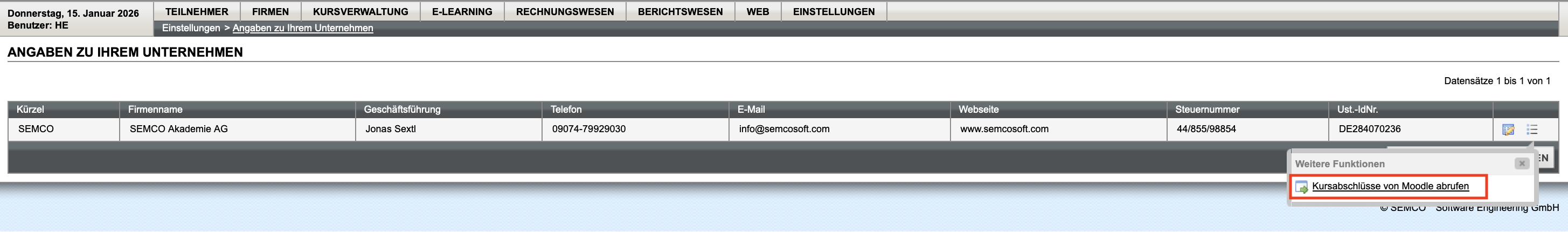 Kursabschlüsse und Prüfungsergebnisse manuell aus Moodle abrufen