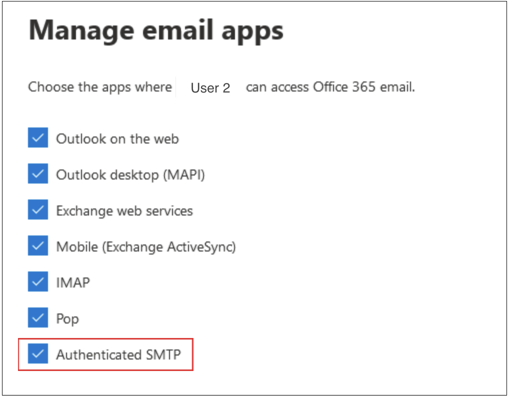Checkbox Authenticated SMTP
