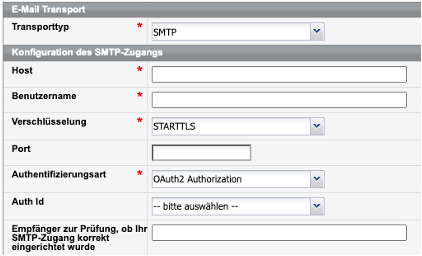 E-Mail-Konfiguration in SEMCO