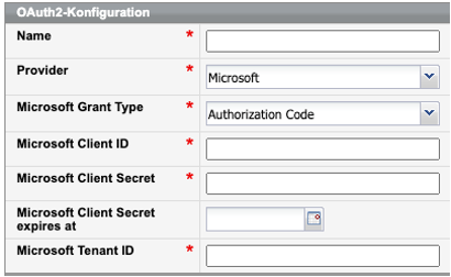 OAuth2-Konfiguration in SEMCO