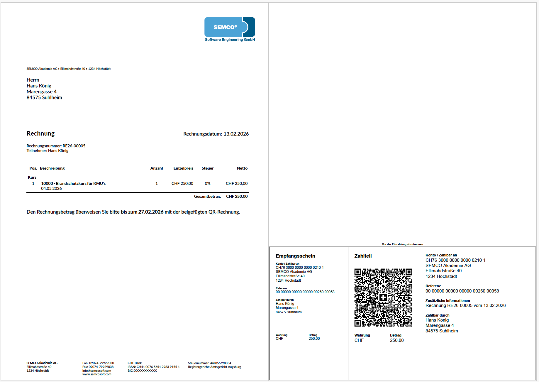 QR-Rechnung für private Buchung