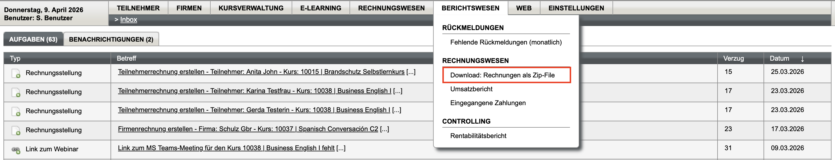 Rechnungsdownload als ZIP-Datei