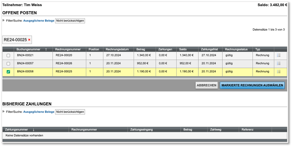Offene Posten eines Privatkunden